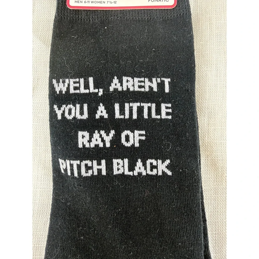 About Face Design Funatic Ray of Pitch Black Novelty Crew Socks Black One Sz NWT